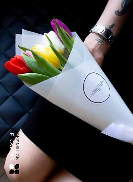 Букет из 5 тюльпанов "Микс" (От 25 букетов)